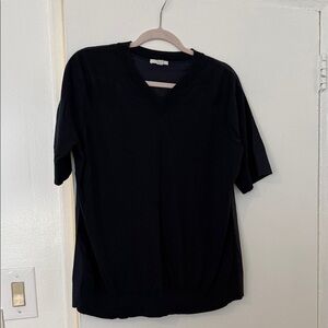 COS Navy V-Neck Top